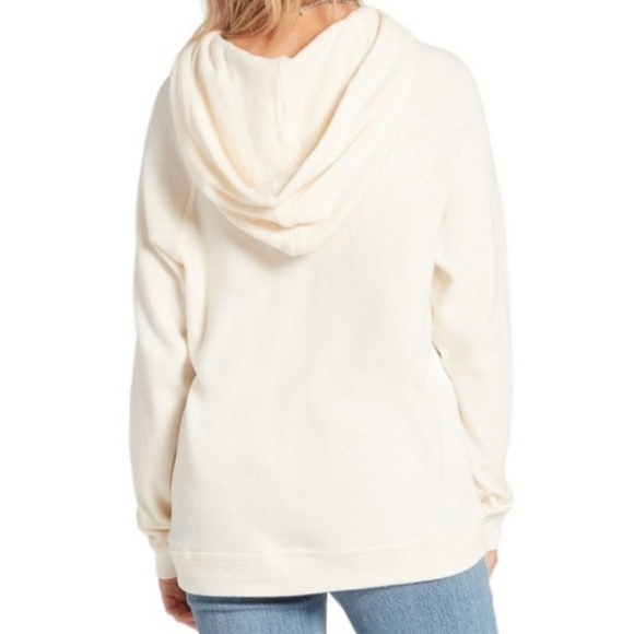 Volcom Lived In White Oatmeal Cream Soft Knit Pullover Hoodie Sweatshirt Sweater - Picture 3 of 3